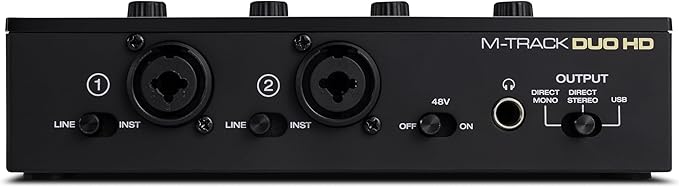 M-AUDIO M-Track Duo HD Audio Interface, M100 Condenser Microphone and HDH41 Studio Monitoring Headphones for Recording, Producers, Content Creators and Podcasters
