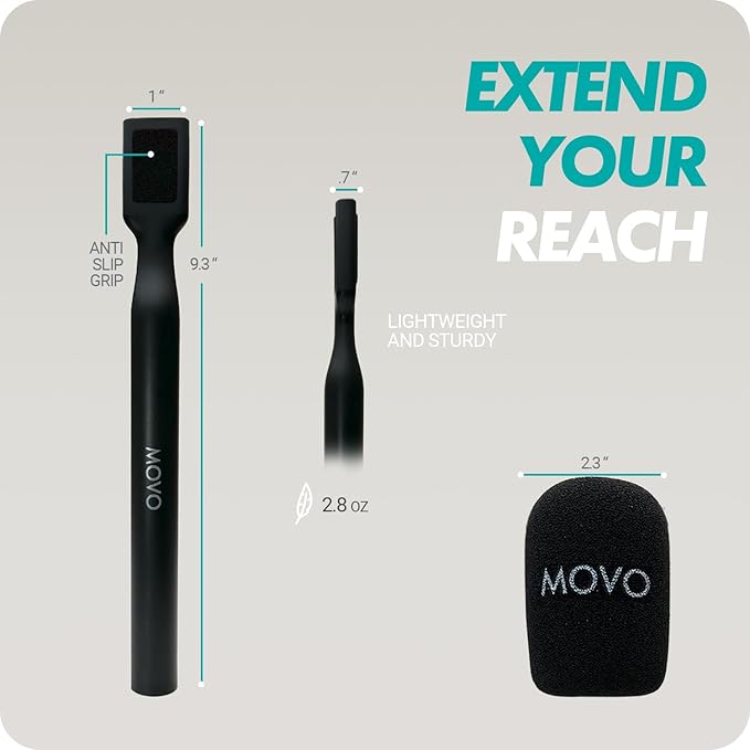 Movo WMX-HM Wireless Microphone Handle for Interviews – Handheld Adapter for DJI Mic, RODE Wireless GO, & More – Includes Mic Flag – for Creators, Journalists & Youtubers