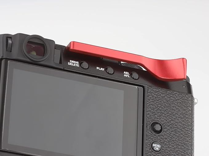 Haoge THB-X4R Hand Grip Metal Hot Shoe Thumb Up Rest for Fujifilm XE4 Fuji X-E4 Camera Red