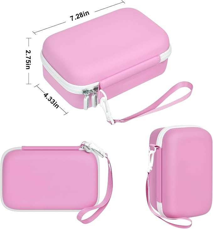 Kids Camera Case Compatible with Cimizi/for Dylanto/for Gofunly/for DUDUDRAGON/for HiMont Instant Print Cameras & Film Cameras, Shockproof Organizer with Removable Divider & Mesh (Pink, Large)