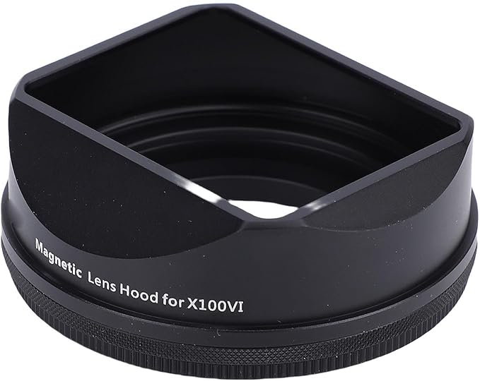 ASHATA Square Metal Lens Hood for Fuji X100VI XE5 Camera 39-49mm Magnetic Camera Lens Shade, Magnetic or Thread Quick Installation (Black)