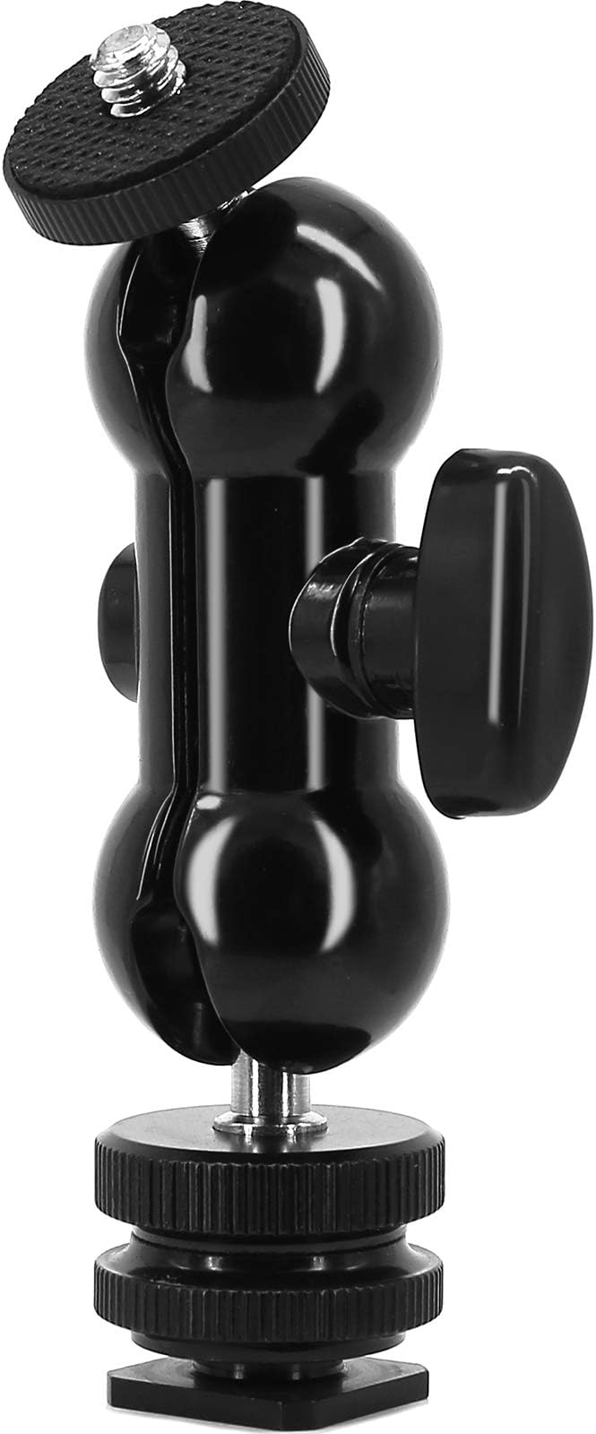 Ball Head Shoe Mount 1/4" Hot Shoe Mount Double Ballhead 1/4" Tripod Screw Multi-Function for LCD Monitors,Led Light,Microphone