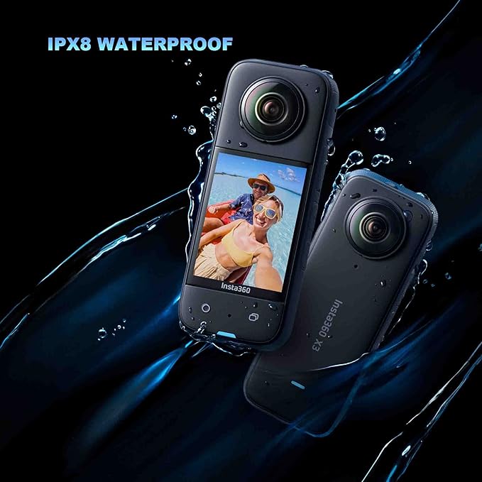 Insta360 X3 Tripod Selfie Stick Bundle- Waterproof 360 Action Camera with 1/2" 48MP Sensors, 5.7K 360 HDR Video, 72MP 360 Photo, 2.29" Touchscreen, AI Editing |Bundle Includes 2-in-1&256GB