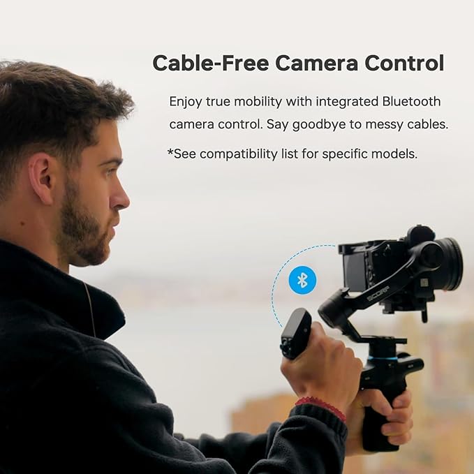 FeiyuTech SCORP Mini 3 [Kit] Gimbal Stabilizer for Mirrorless Cameras&Smartphone, 4.41lbs Payload, Built-in AI Tracking, Quick Vertical Shooting, for Sony/Canon/Nikon/Fujifilm/DJI Action/Gopro/iPhone
