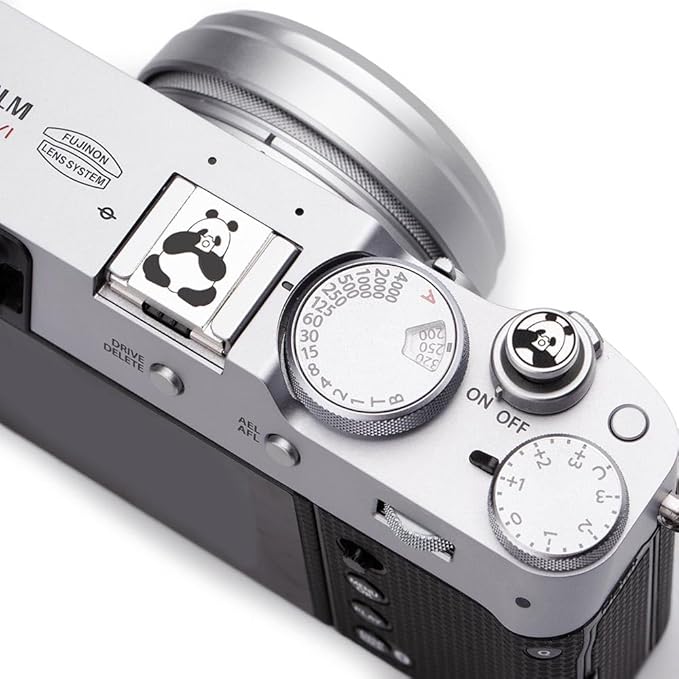 Camera Metal Hot Shoe Cover Protector Cap Cute Button Compatible for Fujifilm X100VI X100V X-M5 X-T4 X-T3 for Nikon ZF Z5 Z6 Z6II (Aluminum Alloy-Set)