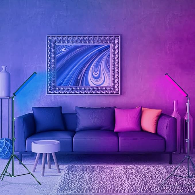 RGB Photography Light Wand Stick, 360° Full Color Portable LED Lighting Wand Handheld 5000mAh Rechargeable Battery & Magnet with 27"-80" Tripod Stand-2 Pack