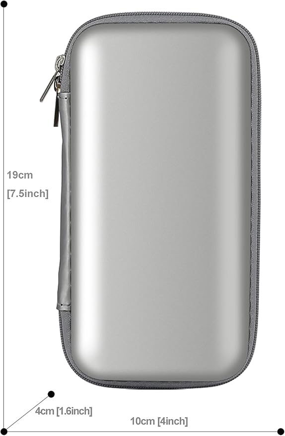 iMangoo Travel Essentials Electronics Organizer Charger Case Portable Dual Zipper Shockproof Pouch Tech Purse Cord Cable Pouches Power Bank Storage Accessories Bag for Women Men,6.5x3.2x1 Silver