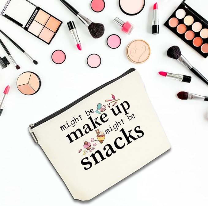 4 PCS Friend Gifts for Women Makeup Bag, Snack Bags, Funny Gifts Cosmetic Bags, Sister Birthday Christmas Graduation Friendship Gift for Daughter from Mom - might be makeup might be snacks