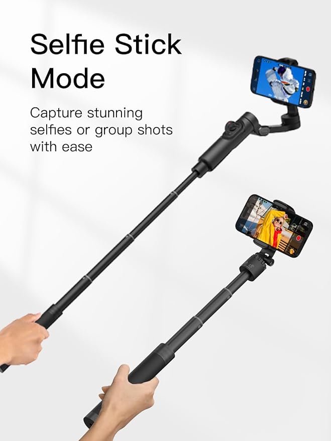 AOCHUAN 3-Axis Gimbal Stabilizer for Smartphone Smart X Pro Kit Gray & B10 Storage Bag & E10 Extension Rod