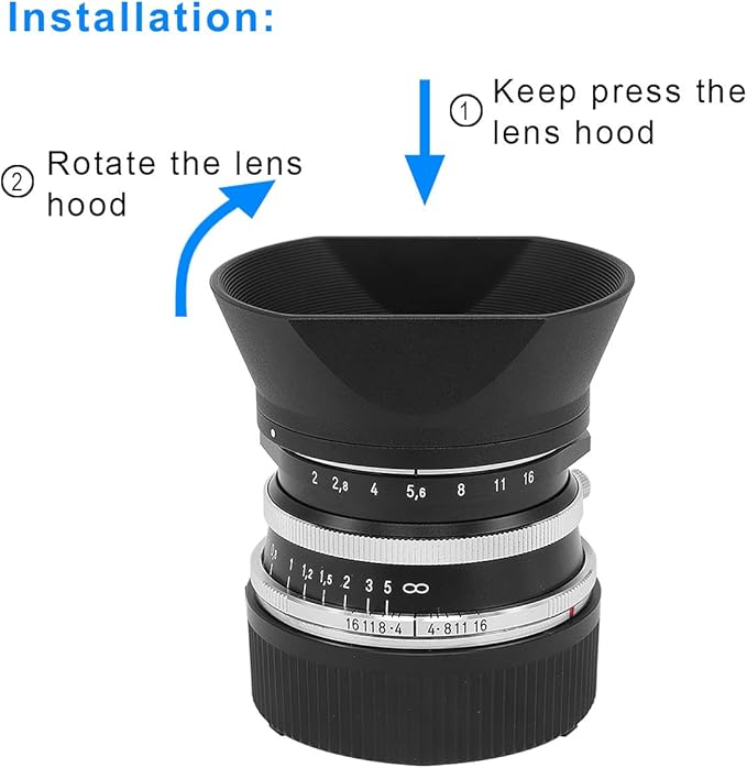 Haoge LH-VM12 Bayonet Square Metal Lens Hood for Voigtlander 35mm/f2 1:2/35 & 35mm f1.5 28MM/F2 Type I II Ultron Aspherical Vintage Line VM Lens Replace LH-12