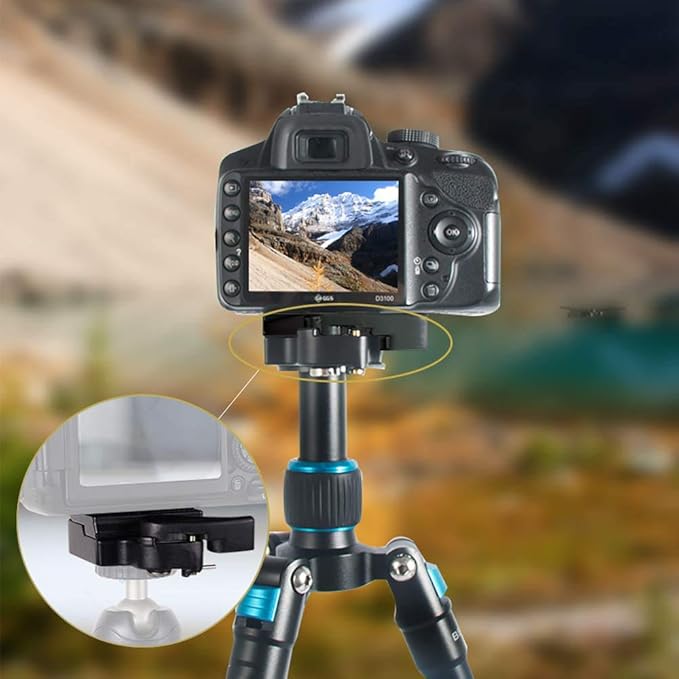 UTEBIT 323 RC2 Tripod Quick Release Plate, Metal Rapid Connect Adapter with 1/4" and 3/8" Camera Screw Tripod Mount Plate for Manfrotto 200pl-14 Rc2 Camera Tripod Head (Black