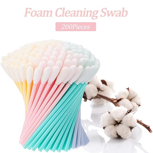 Chinco 200 Pieces Foam Swab Sponge Swab Foam Tips Sponge Stick for Inkjet Printer Print Head Camera Optical Lens Optical Equipment(Light Pink, Light Hazy Blue, Yellow, Lake Blue,3.66 Inch)