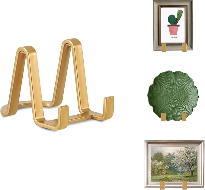 Artliving Plate Stands for Display - Plastic Easel Stand Plate Holder Display Stand Picture Frame Stand for Pictures | Photo|Decorative Plate |Dish | Tabletop Art - 3 inch-Golden