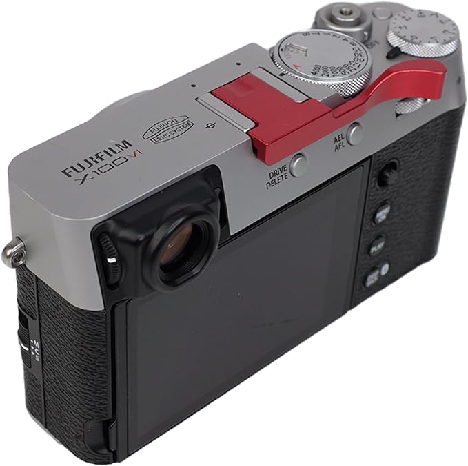 Foto&Tech Metal Hot Shoe Thumb Up Rest Hand Grip for Fujifilm Fuji X100V X100VI, X100V Thumb Grip, Fuji X100V Accessories, Fuji X100V Grip (Red)