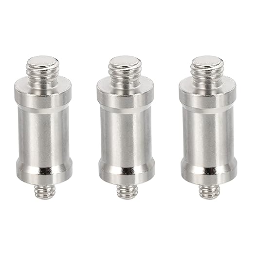PATIKIL Camera Spigot Screws Converter 3/8" to 1/4" Male to Male, 3 Pack Tripod Screw Adapter Spigot Stud for Light Stand Hot Shoe Cold Shoe Adapter Ball Head Flash, Black
