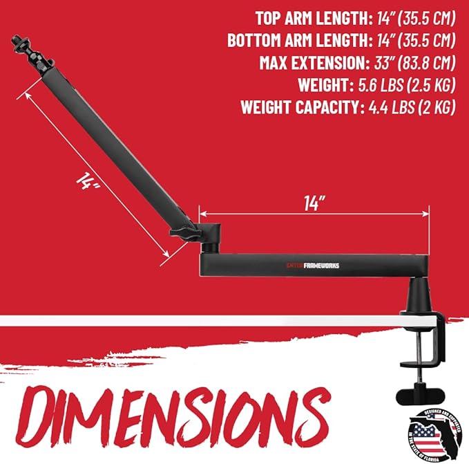 Gator Frameworks Low-Profile Series Premium Broadcast, Podcast, and Streaming Boom Arm, Fully Adjustable (GFWMICBCBM2500)