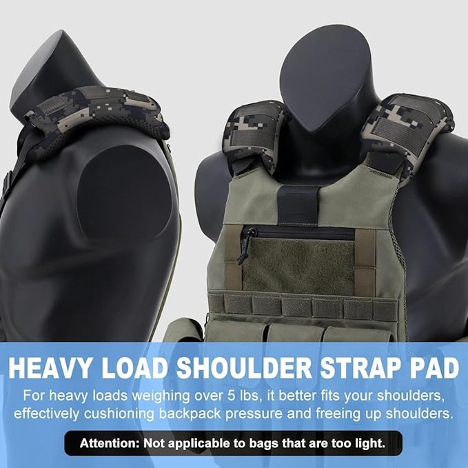 ZINZ 2-Pack Tactical Shoulder Pad, Ultra-Thick Comfort Cushion for Vest Straps, Backpacks, Breathable & Shock-Absorbing,Camouflage-gray