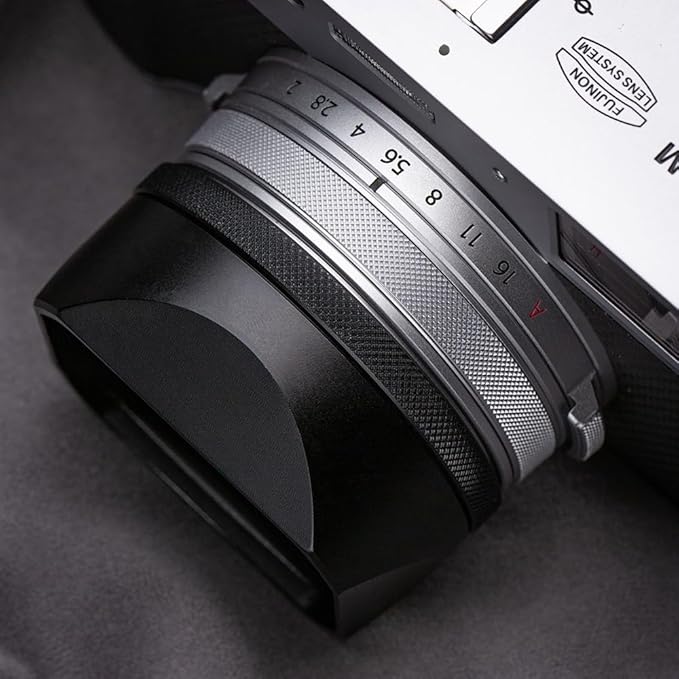 Metal Square Lens Hood (with Cap) with 49mm Adapter Ring for Fujifilm X100V/X100VI Camera Accessories (X100VI-Lens Hood-Black)