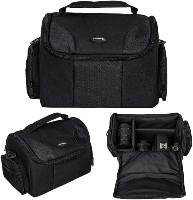 Ultimaxx Large SLR/DSLR Camera Deluxe Padded Gadget Bag/Carrying Case with Shoulder Strap for Sony,Nikon, Canon, Olympus, Pentax, Panasonic, Samsung & Many More Cameras & Camcorders