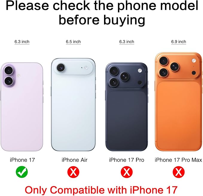for ASDAWN Back Rear Camera Lens Glass Replacement for iPhone 17 6.3 inch with Pre-Installed Adhesive, Back Lens Glass with Installation Manual + Repair Tool Set