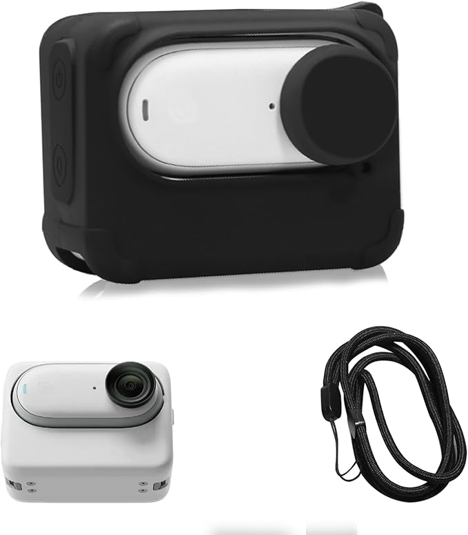 PULUZ Silicone Protective Case Cover for Insta360 GO 3 Camera with Loss Lanyard Camera Silicone Sleeve Accessories (Black)