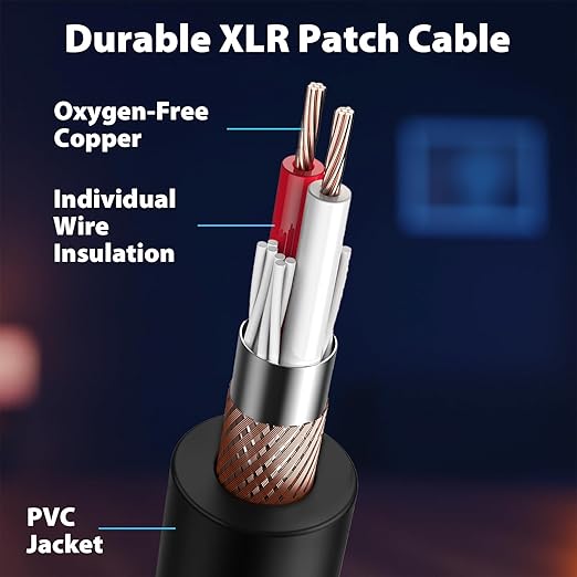 XLR Cables 2 Pack, XLR Male to Female Microphone Cable with Locking Connector, Balanced Audio Cord, Nickel-Plated Connectors, PVC Jacket – Ideal Mic Cable for Studio, Stage, Speaker, 10 FT