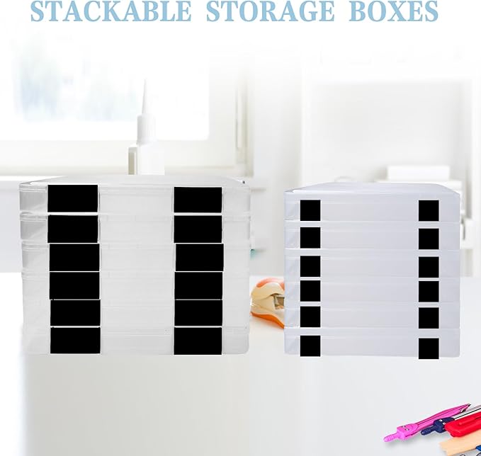 Olutacot 12 Pcs Clear A4 A5 File Box Document Plastic Storage Box with 48 Labels File Holder Organizer Box Paper Plastic Case Magazine Protector with Buckle Office School Supplies(Black)