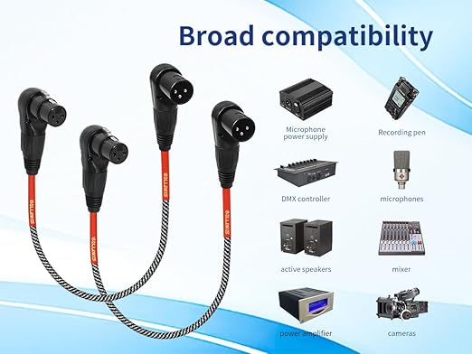 2-Pack Right Angle XLR Cable,3 FT,Adjustable-Female XLR to Male XLR Microphone Mic Cable Cord, 90 Degree Female to 90 Degree Adapter for Sound Devices Mixer Recorder