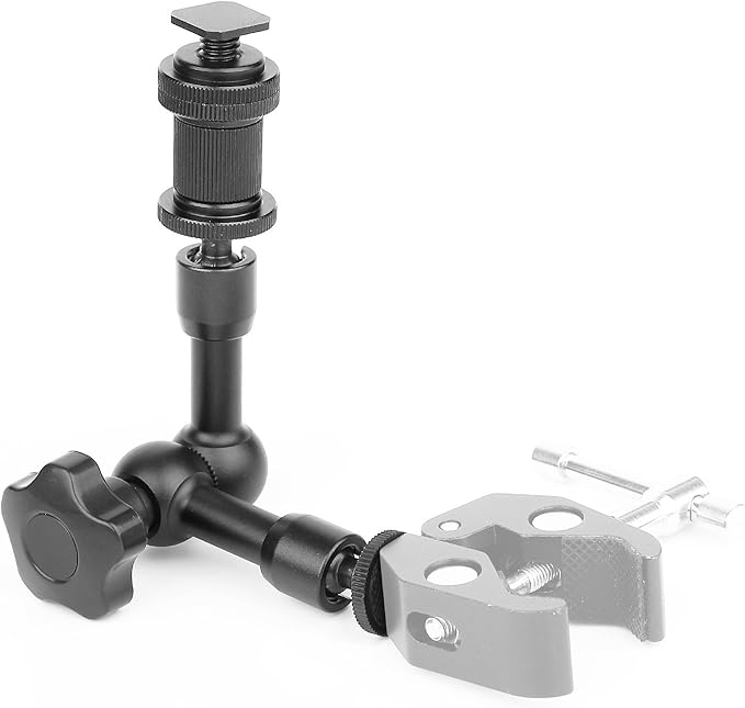 ChromLives 7'' Magic Arm, Articulating Magic Friction Arm Adjustable with Hot Shoe Mount 1/4'' Tripod Screw Compatible with DSLR Camera Rig/LCD/DV Monitor/LED Lights/Flash Light/Microphone
