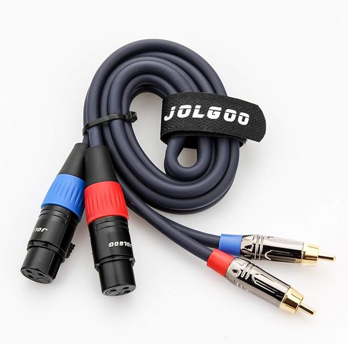 XLR to RCA Cable - Dual Female to Dual Male, 3.3 Feet, HiFi Audio, OFC Wire, for Amplifier, Mixer, Microphone