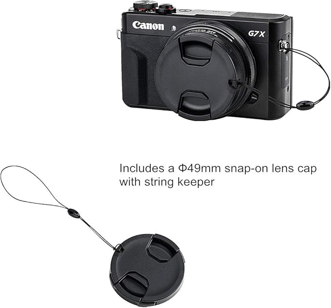 JJC Dedicated Metal 49mm Thread Filter Adapter Lens Adapter for Canon PowerShot G7X III II G5X Installing UV CPL ND Filter, Includes 49mm Snap-On Lens Cap & Cap Keeper String