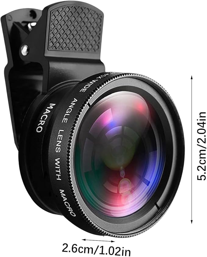 Clip On Phone Lens – 0.45x Wide Angle 15x Macro, Durable ABS Aluminum Alloy Build, Optical Lens Attachment, Compact Portable Design | Perfect for Smartphone Photography Macro Shots Landscape Travel