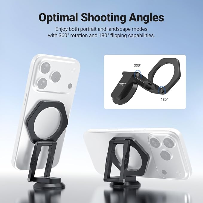NEEWER Dual Magnetic Phone Holder Stand Tripod Mount with Arca Type Base, Aluminum Adjustable Cellphone Attachment Compatible with MagSafe iPhone Samsung Android for Video Recording, PA161