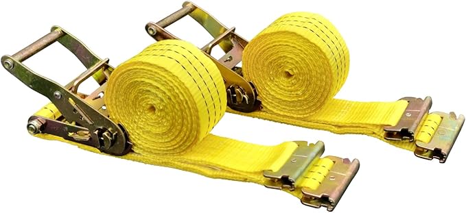 E-Track Ratchet Tie Down Straps, 2 in x 15 ft, 4,400 lb Breaking Strength, 2-Pack