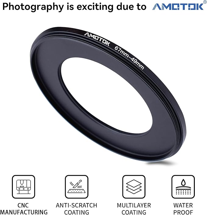 67mm Lens to 49mm Camera Lens Adapter,67mm-49mm Filter Step-Down Ring,Compatible All 49mm Filter Accessory.Made from CNC Machined