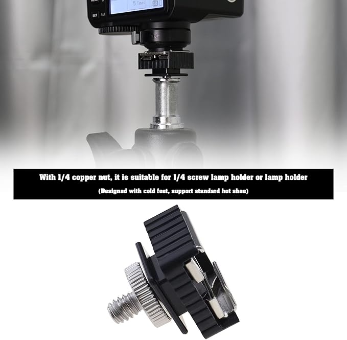 2PCS Flash Hot Shoe Mount Adapter to 1/4 Thread Hole with 1/4"-20 Male to 1/4"-20 Male Tripod Screw Adapter Compatible with Canon 580EXII/580EX/430EXII/430EX