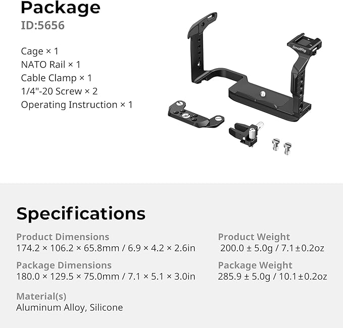 SmallRig Cage for Canon C50 with Cable Clamp for HDMI, Modular Design C50 Camera Rig, Included Cold Shoe, QD Socket, Plate for Arca and Detachable NATO Rail, Compatible with Original XLR Handle - 5656