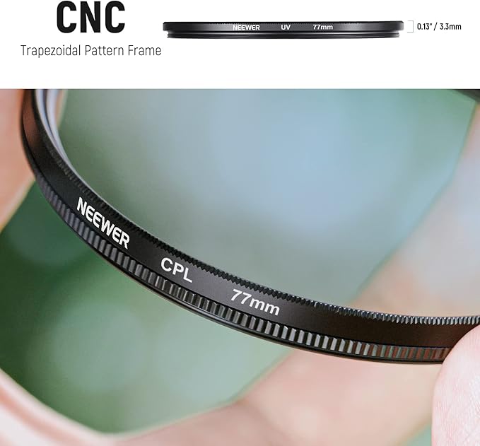 NEEWER 77mm ND Lens Filter Kit: UV, CPL, FLD, ND2, ND4, ND8, Lens Hood and Lens Cap Compatible with Canon Nikon Sony Panasonic DSLR Cameras with 77mm Lens
