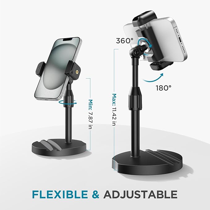 InnoGear Webcam Mount for Desk, Table Telescopic Webcam Stand with Phone Holder for Camera Webcam C922 C930e C920S C920 C615 C960 C920x BRIO 4K NexiGo N60, Right Light, GoPro with 1/4" Thread