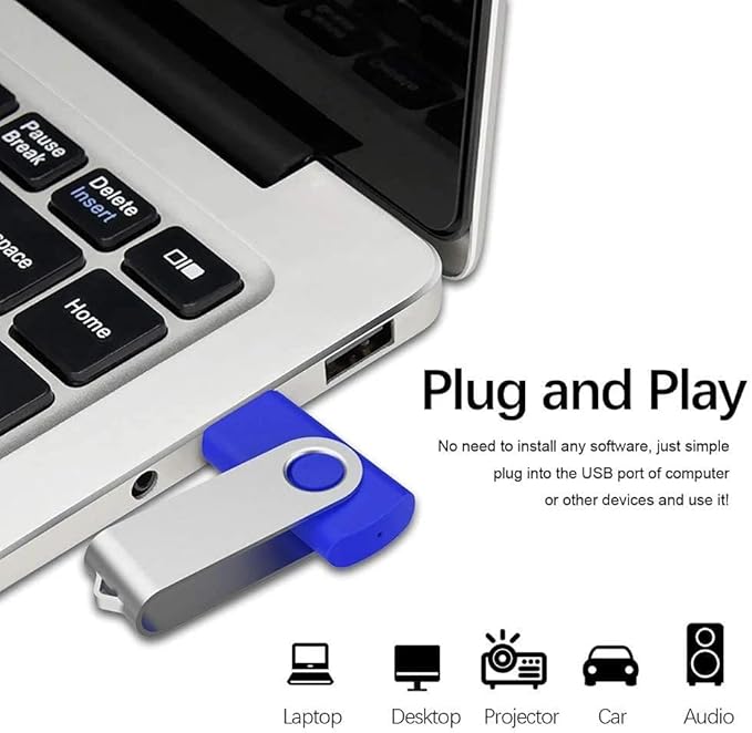 Generic10 Pack 32GB USB Flash Drive, Thumb Drives Memory Stick Swivel Jump Drive for Home & Office Use (10Pack Blue, 32GB)