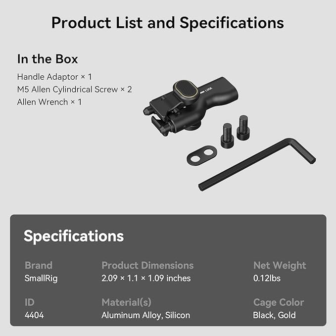 SmallRig Side Handle Quick Release Adaptor, Suitable for Quick Release Phone Cage Series, Compatible with All SmallRig Mobile Phone Side Handles - 4404