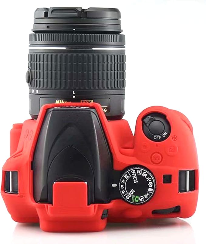 Professional Secure Silicone Camera Cases Bag Housing Rubber Body Skin for Nikon D3400 Digital SLR Camera (Red)