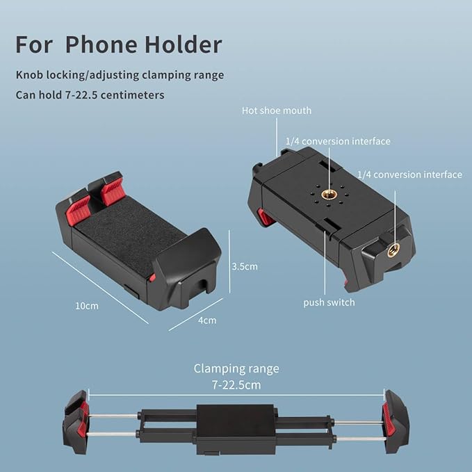 Adjustable Articulating Magic Arm with Clamp and Phone Holder Clip for Desk Mount, Desk Stand, Cell Phone Tripod