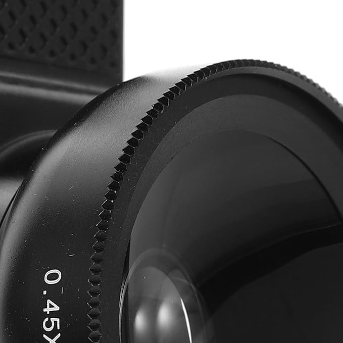 Clip-on Phone Lens 37mm 0.45x Wide Angle Macro 2-in-1 Camera Lens for Smartphones Universal Black for Mobile Photography