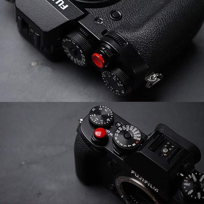 Metal Brass Soft Release Button Shutter Release Button Compatible with Fujifilm XT20 X100F X-T2 X100T X-PRO2 X-T10 X-PRO1 X-E2S X100 X100S X10 X20 X30 X-E1 X-E2 STX-2, Red