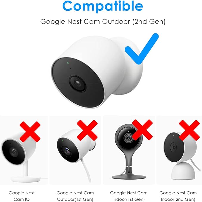 2Pack Corner Wall Mount with Weather Shield Cover for Google Nest Cam Outdoor or Indoor, Battery - 2nd Generation, Avoids Rain and Snow Covering Camera Lens, 300°Adjustable Reduce Blind Spots