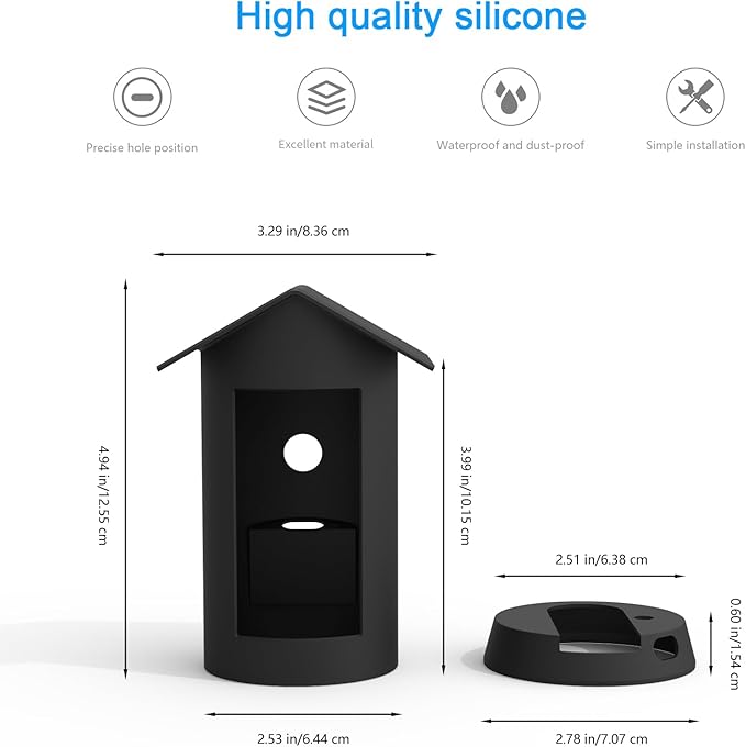 HOLACA Protective Silicone Cover Case for R-ing Outdoor Cam Plus, Battery - Anti-Scratch Protective Skin for Full Protection (Black)