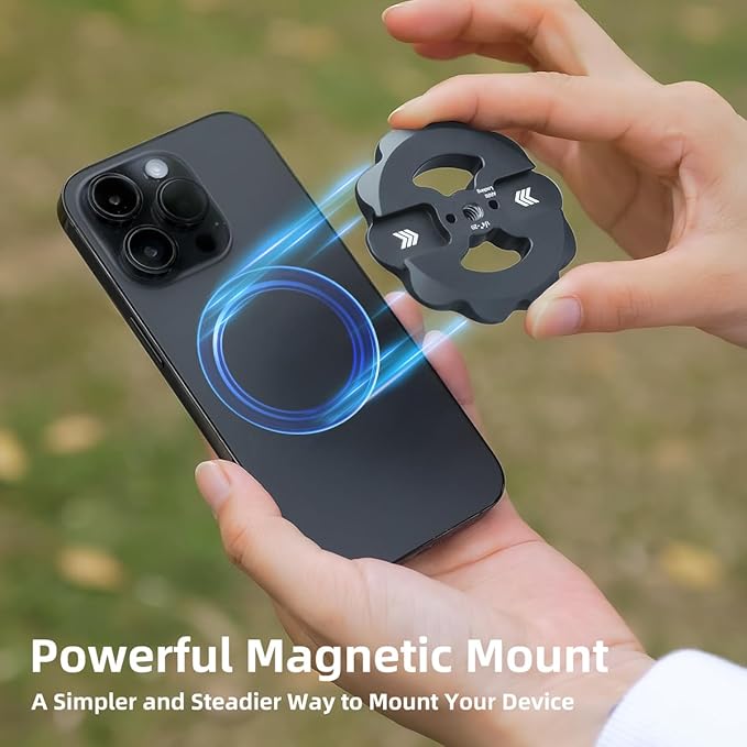 Magnetic Phone Tripod Mount,1/4" Thread Cold Shoe 360° Rotation,Compatible with iPhone16 15 14 13 12 Pro All Series,Magnetic Ring iPhone Tripod Mount Adapter