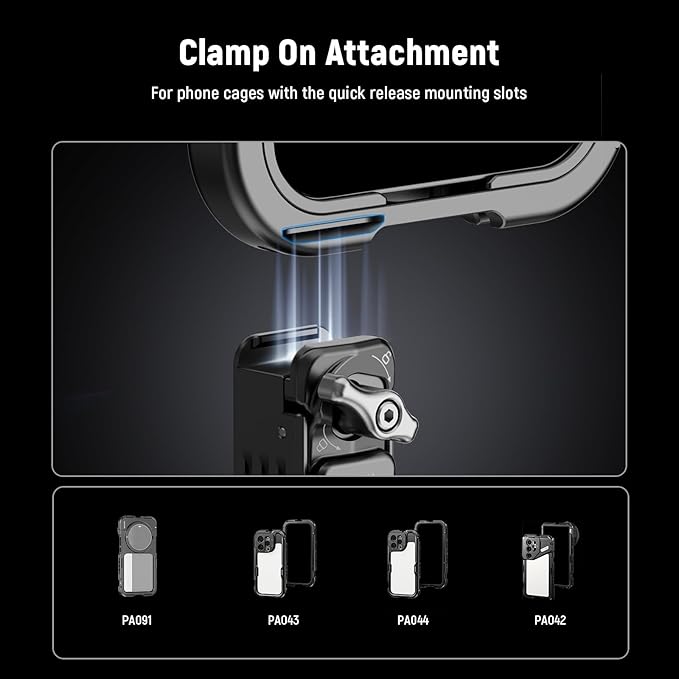 NEEWER Phone Tripod Mount with Arca Type Base, 1/4" Threads, Quick Release Clamp Compatible with iPhone 16 Pro Max S25 Ultra Phone Cage DJI RS4 Mini RS4 RS3 Pro RS2 RSC2, PA124