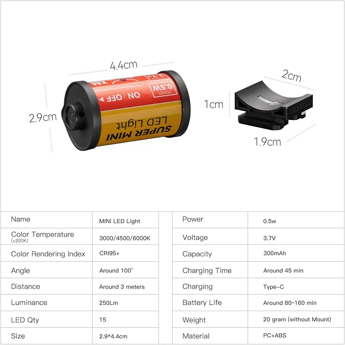 TTArtisan Ultra Mini Led Light for Camera Magnetic Cold Shoe Lights Portable 3 Colors 3000/4500K/6000K with Type-C Rechargeable CRI 95+ for Photography Lighting, 10 Pcs